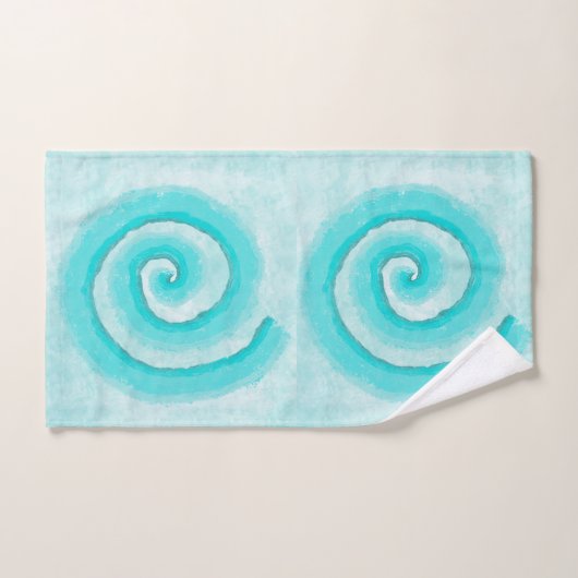 Aqua Turquoise Spirals Bad Handdoek (Handdoek)