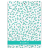 Aqua Turquoise Stars White BG, Blauwgroen naam Mon Klembord (Achterkant)