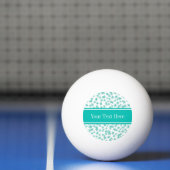 Aqua Turquoise Stars White BG, Blauwgroen naam Mon Pingpongbal (Net)