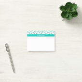 Aqua Turquoise Stars White BG, Blauwgroen naam Mon Post-it® Notes (Kantoor)
