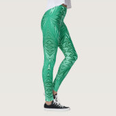 Aqua Turquoise Stiffel Gematigd Matig Marbling Gem Leggings (Rechts)