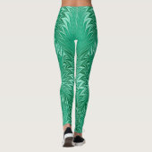 Aqua Turquoise Stiffel Gematigd Matig Marbling Gem Leggings (Achterkant)