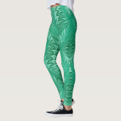 Aqua Turquoise Stiffel Gematigd Matig Marbling Gem Leggings (Links)
