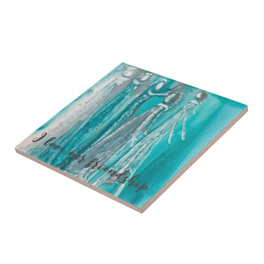 Aqua Turquoise Tegeltje (Zijkant)