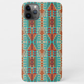 Aqua Turquoise Terracotta Verbrande Oranje Tribal  iPhone Hoesje (Achterkant)