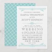  Aqua Turquoise Typography Wedding Invite Kaart (Voorkant / Achterkant)