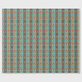 Aqua Turquoise Verbrand Oranje Taupe Bruin Mozaïek Cadeaupapier (Vlak)