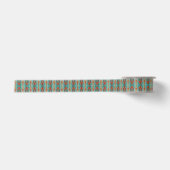 Aqua Turquoise Verbrand Oranje Taupe Bruin Mozaïek Satijnen Lint (Voorkant)
