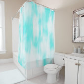 Aqua Turquoise White Abstract Douchegordijn (In situ)