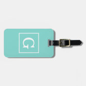 Aqua Turquoise White Framed Initiaal Monogram Bagagelabel (Voorkant horizontaal)