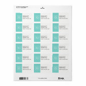 Aqua Turquoise White Framed Initiaal Monogram Etiket (Full Sheet)