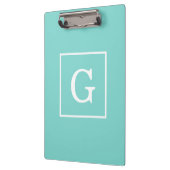 Aqua Turquoise White Framed Initiaal Monogram Klembord (Links)