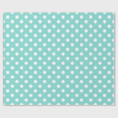 Aqua Turquoise Wit Extra Groot Polka Dot Patroon Cadeaupapier (Vlak)