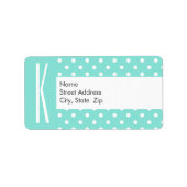 Aqua Turquoise & witte stippen Etiket (Voorkant)