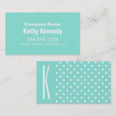 Aqua Turquoise & witte stippen Visitekaartje (Voorkant / Achterkant)