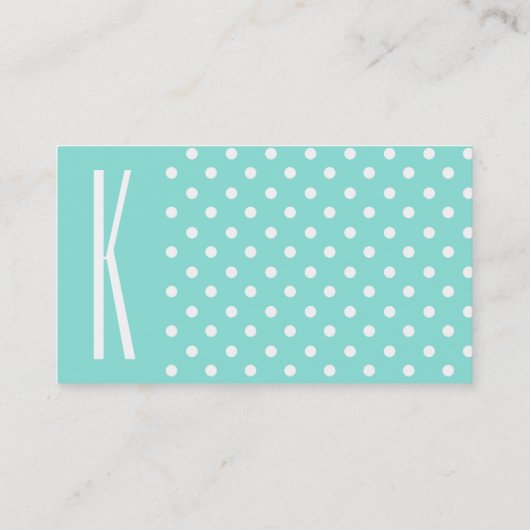Aqua Turquoise & witte stippen Visitekaartje (Achterkant)