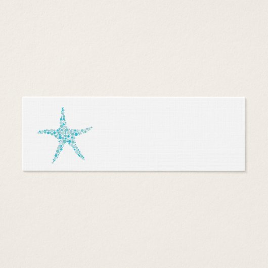 Aqua Turquoise Zeester Bruiloft Labels Mini Visitekaartjes (Voorkant)