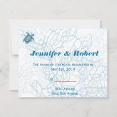 Aqua Turtle Liefde Bruiloft Reactie Kaart (Voorkant)