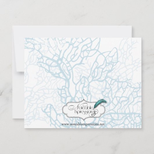 Aqua Turtle Liefde Bruiloft Reactie Kaart (Achterkant)