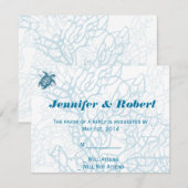 Aqua Turtle Liefde Bruiloft Reactie Kaart (Voorkant / Achterkant)