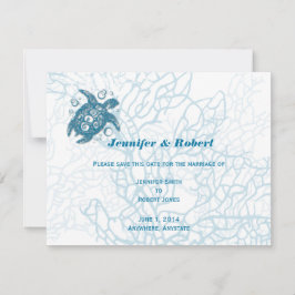 Aqua Turtle Love Bruiloft Save the Date Kaart