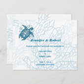Aqua Turtle Love Bruiloft Save the Date Kaart (Voorkant / Achterkant)