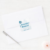 Aqua Turtle Love Envelope Seal Vierkante Sticker (Envelop)