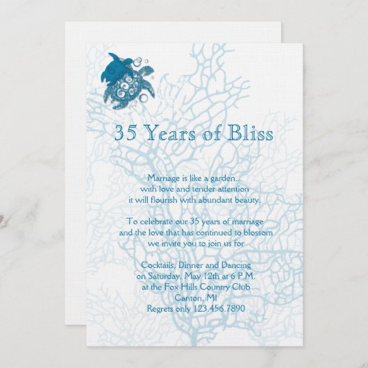 Aqua Turtle Love Jubileum Uitnodiging (Voorkant / Achterkant)