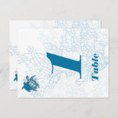 Aqua Turtle Love Trouwtafel nummer Briefkaart (Voorkant / Achterkant)