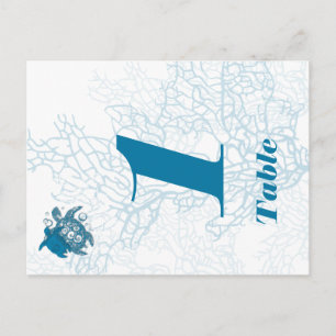 Aqua Turtle Love Trouwtafel nummer Briefkaart
