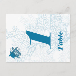 Aqua Turtle Love Trouwtafel nummer Briefkaart