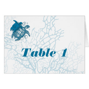 Aqua Turtle Love Wedding Table Number tent