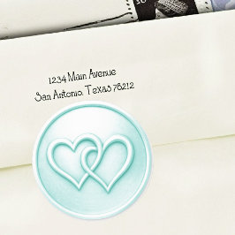 Aqua Twee Verstrengelde Harten Trouwjurk Ronde Sticker