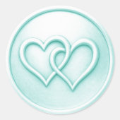 Aqua Two Hearts Intertwined Wedding Ronde Sticker (Voorkant)