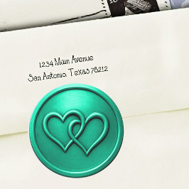 Aqua Two Hearts Intertwined Wedding Ronde Sticker