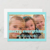 Aqua Typografie Merry Everything Photo Briefkaart (Voorkant / Achterkant)
