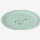 Aqua typografie monogram bruiloft papieren bordje (Gekanteld)