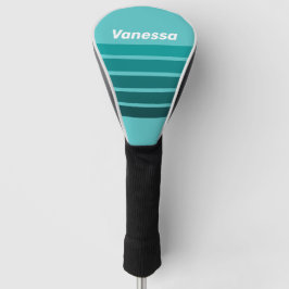 Aqua vervaging over strepen met naam golfheadcover