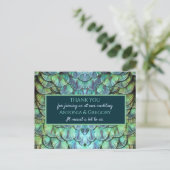 Aqua Vibrant Pauw bruiloft Dank u Briefkaart (Staand voorkant)