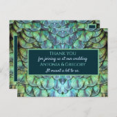 Aqua Vibrant Pauw bruiloft Dank u Briefkaart (Voorkant / Achterkant)