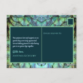 Aqua Vibrant Pauw bruiloft Dank u Briefkaart (Achterkant)