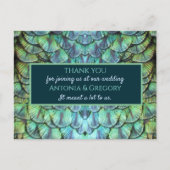 Aqua Vibrant Pauw bruiloft Dank u Briefkaart (Voorkant)