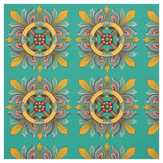 Aqua Victoriaans teile design Stof (Swatch)