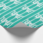 Aqua Victoriaanse streep met vlinder Cadeaupapier (Hoek)