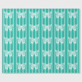 Aqua Victoriaanse streep met vlinder Cadeaupapier (Vlak)