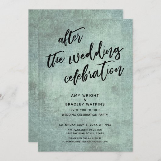 Aqua Vintage Bruiloft na de Bruiloft Feest Kaart (Voorkant / Achterkant)