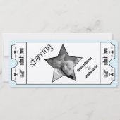 Aqua Vintage Moderne Typografie Ticket Bruiloft Kaart (Achterkant)