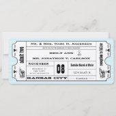 Aqua Vintage Moderne Typografie Ticket Bruiloft Kaart (Voorkant)
