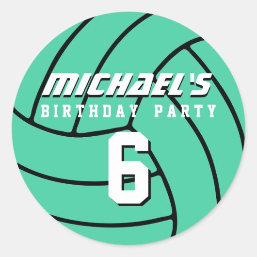 Aqua Volleyball Sticker Sportkinderen Birthday Par (Voorkant)