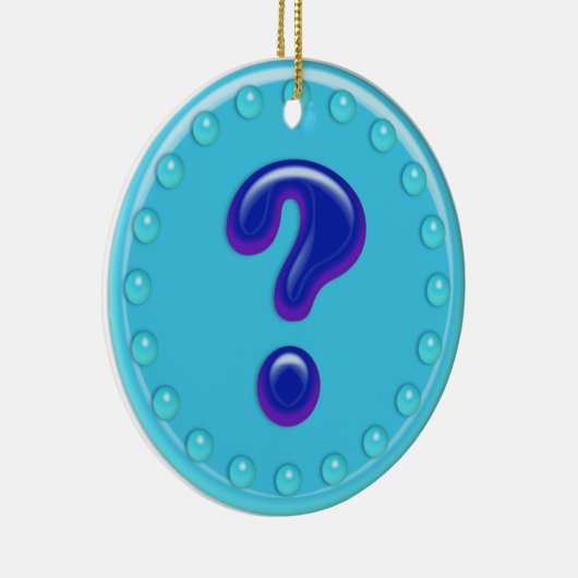 Aqua Vraag Mark Keramisch Ornament (Rechts)